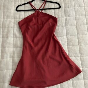 Lulus satin pink mauve halter mini dress